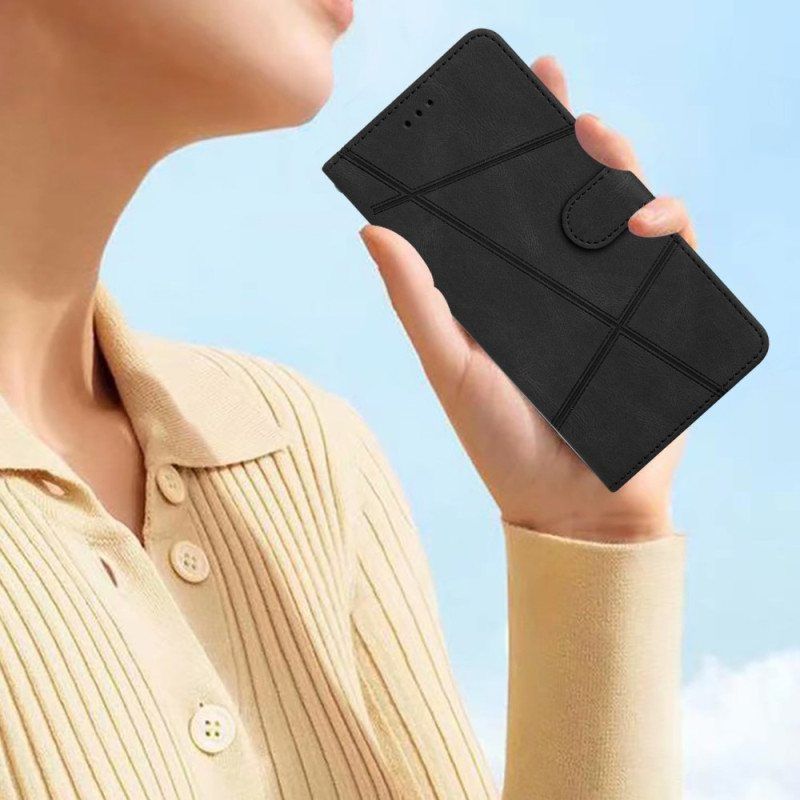 Lærdeksel Til Xiaomi Redmi Note 12 4G Med Kjede Strappy Geometrisk