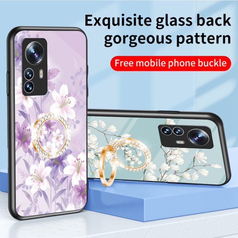 Mobildeksel Til Xiaomi 12 / 12X Herdet Glass Med Blomsterring