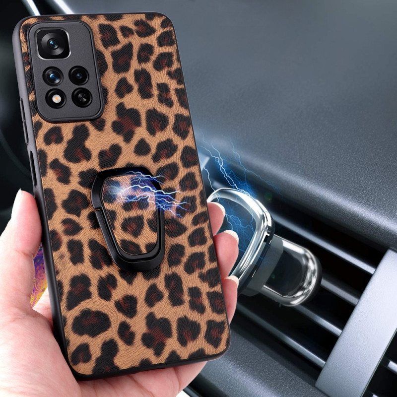 Mobildeksel Til Xiaomi Redmi Note 11 Pro Plus 5G Ringstøtte I Leopardstil